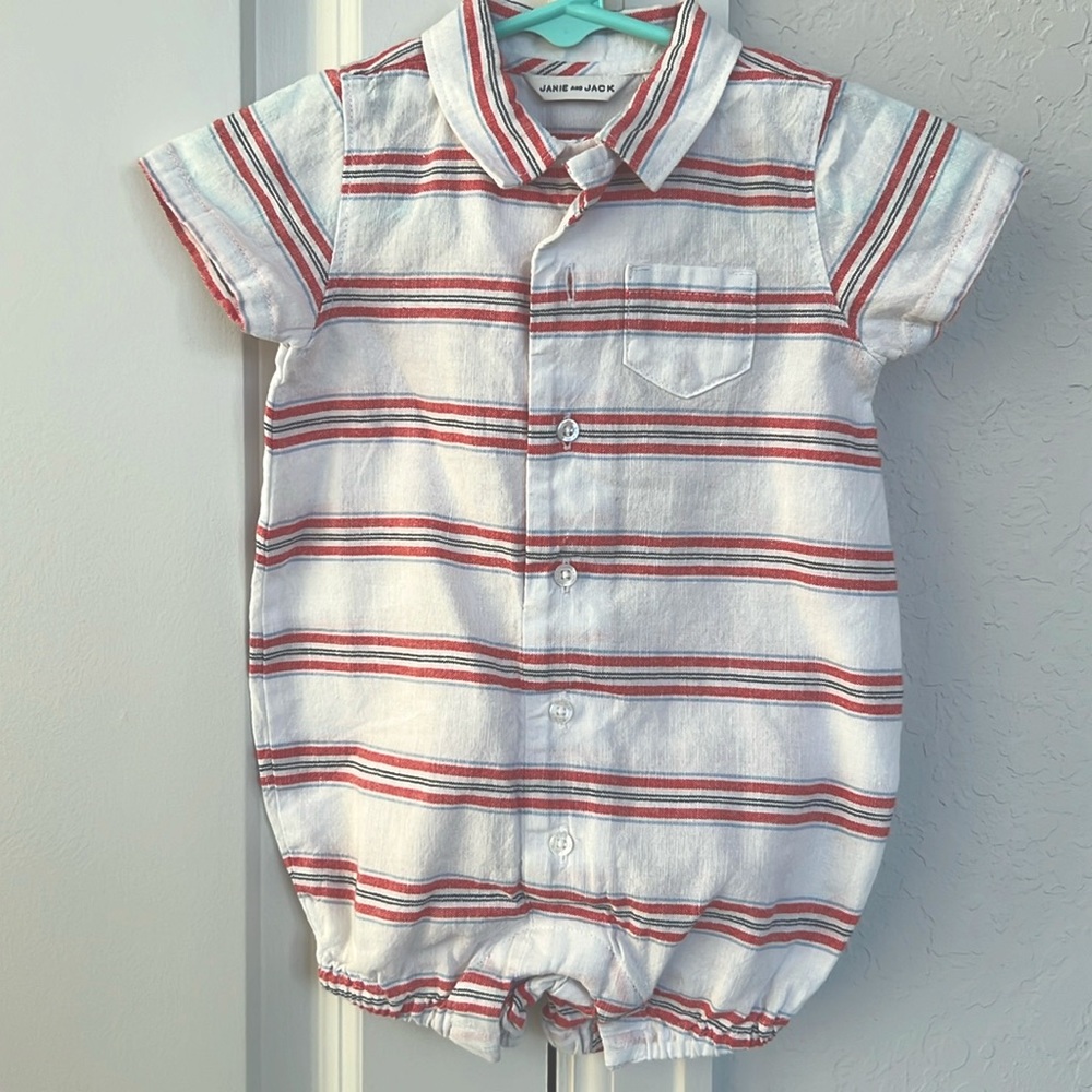 Janie and Jack Boy’s Collared Romper, EUC 3-6 months